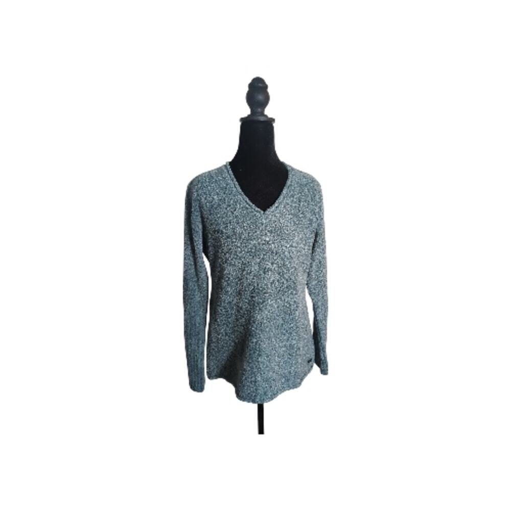 Columbia Large V-Neck Sweater Blue Green Cozycore Athleisure Cabincore Gorpcore